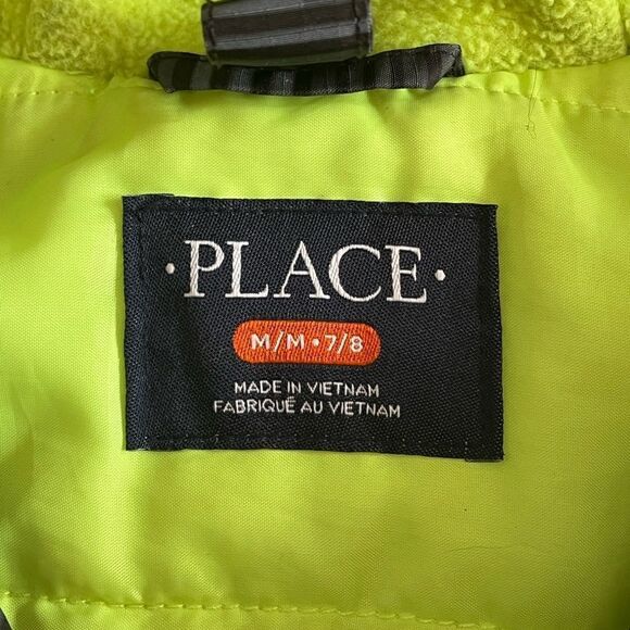 Place Kids Black and Green Hooded Jacket Size 7/8 - Picture 3 of 4